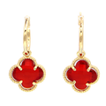 Round Hoop Clover Gem Earrings