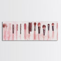 Framed Canvas Print of Makeup Brushes and Combs in Pink Ideal Gift Idea with Whimsical Art for Vanity or Beauty Room Wall Decor