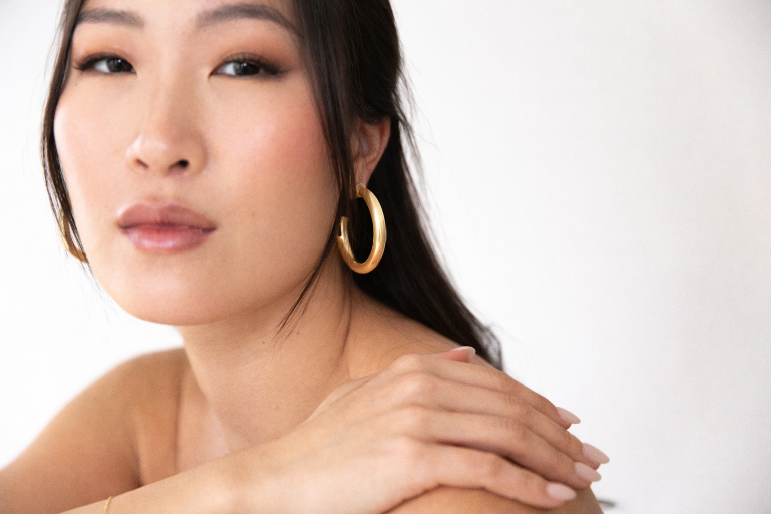 Brushed Gold Hoop Earrings