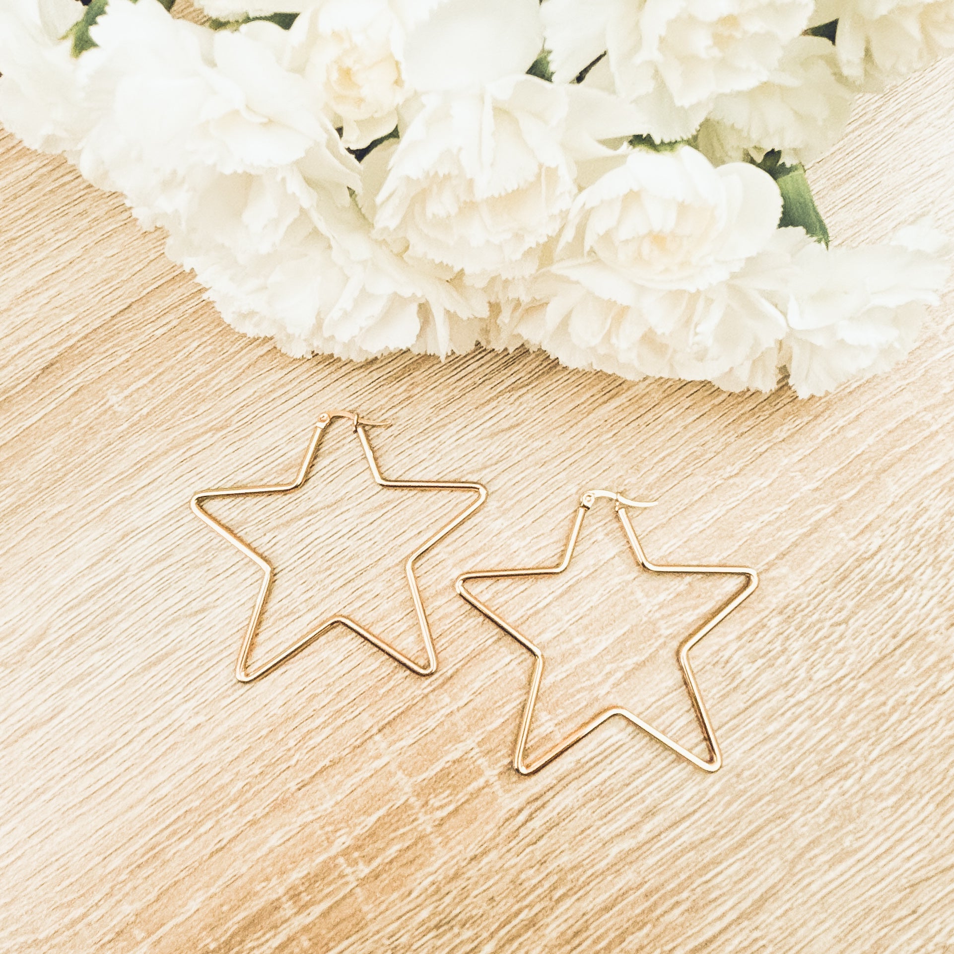 Beautiful Gold or Silver Star Hoop Earrings