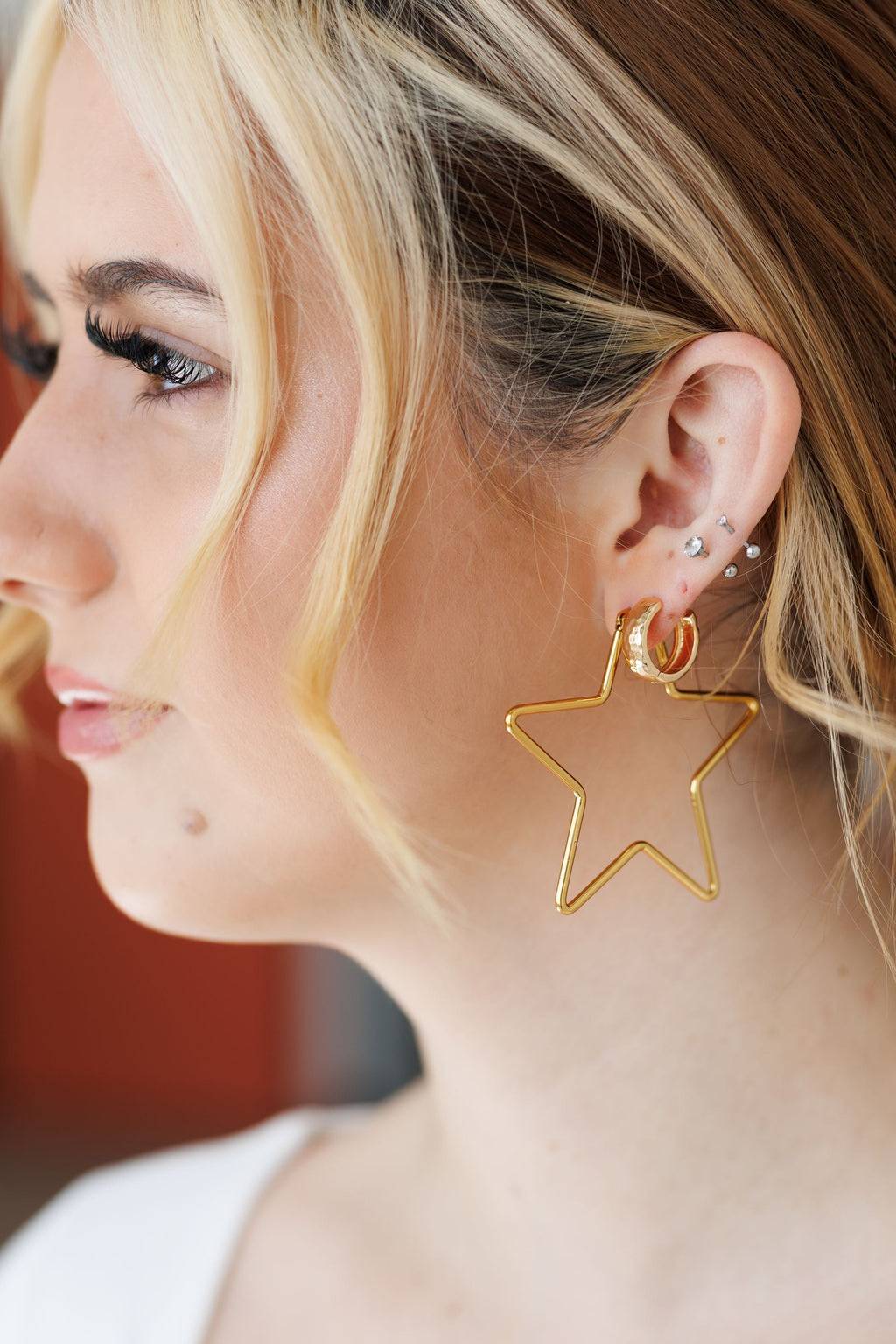 Beautiful Gold or Silver Star Hoop Earrings