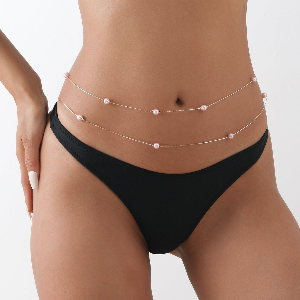 Imitation Pearl Chain Metal Waist Chain Beaded Belly Chains