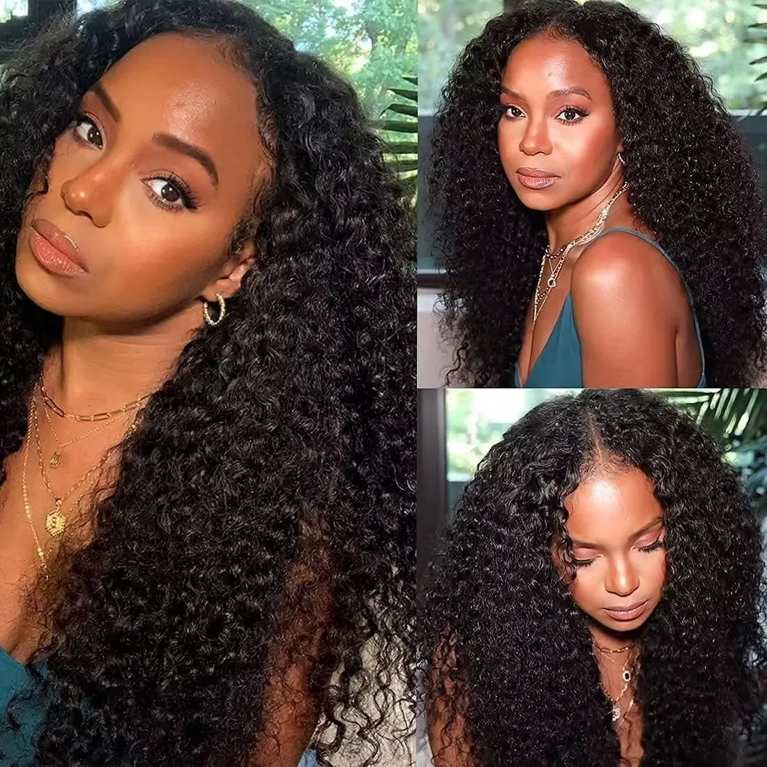 250% V Part Wig Human Hair No Leave Out Upgrade U Part Machine Made Deep Wave Curly Human Hair Wigs For Women 100% High Density