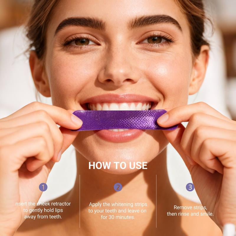 CEELIKE Purple Whitening Strips, Teeth Whitening Strips with Color Correction, Purple Tone Stain Treatment, Dual Action Brightening & Shade Correction
