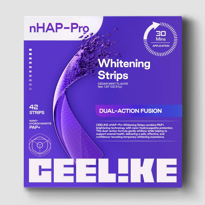 CEELIKE Purple Whitening Strips, Teeth Whitening Strips with Color Correction, Purple Tone Stain Treatment, Dual Action Brightening & Shade Correction