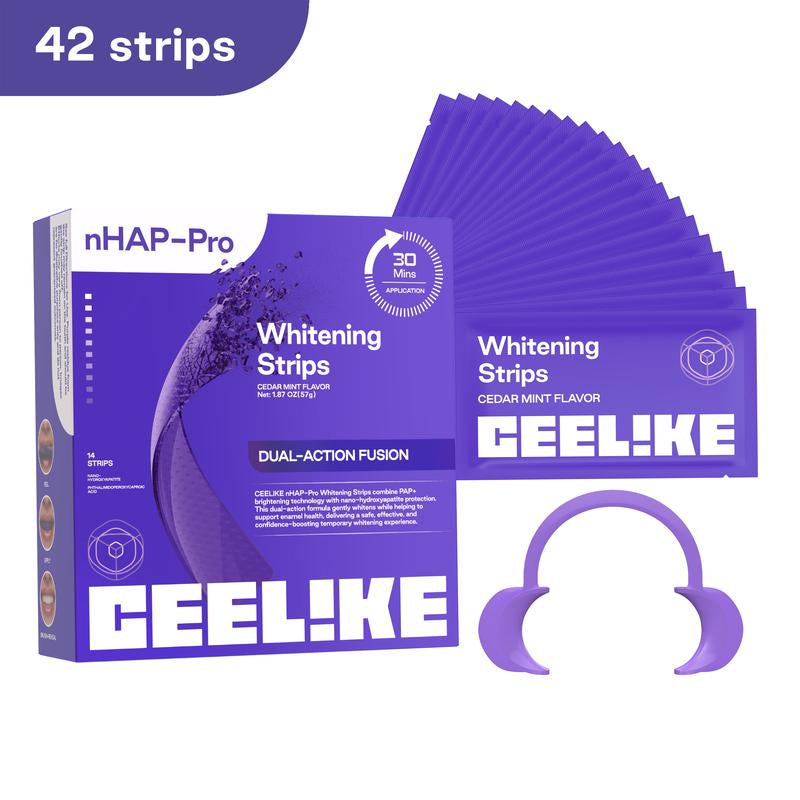 CEELIKE Purple Whitening Strips, Teeth Whitening Strips with Color Correction, Purple Tone Stain Treatment, Dual Action Brightening & Shade Correction