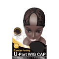 M & M U-PART WIG CAP CENTER PARTING BLACK-ADJUSTABLE STRIPS 5013
