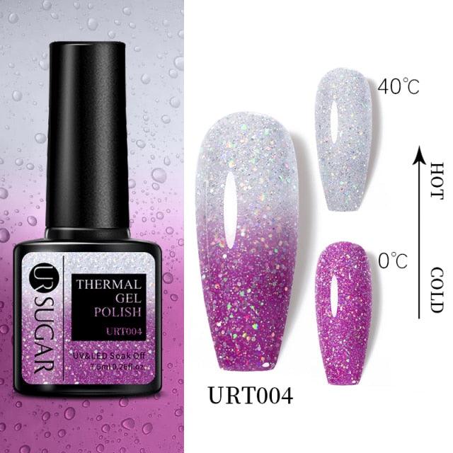 New 2022 Pink Blue Gel Nail Polish UV Color Changing Elegant Luxury Glossy Nail Design For Womens
