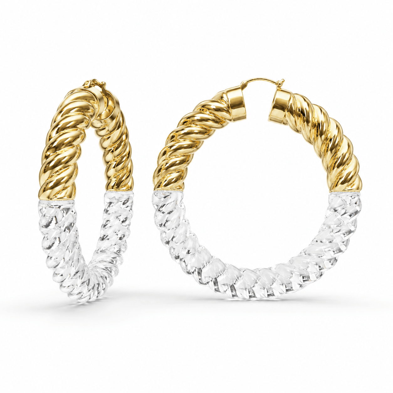 XL Clear Chunky Rope Hoop Earrings